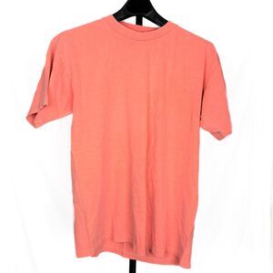 Vintage 90s Destination Designs Blank T-Shirt L Single Stitch Coral Neon Pink US